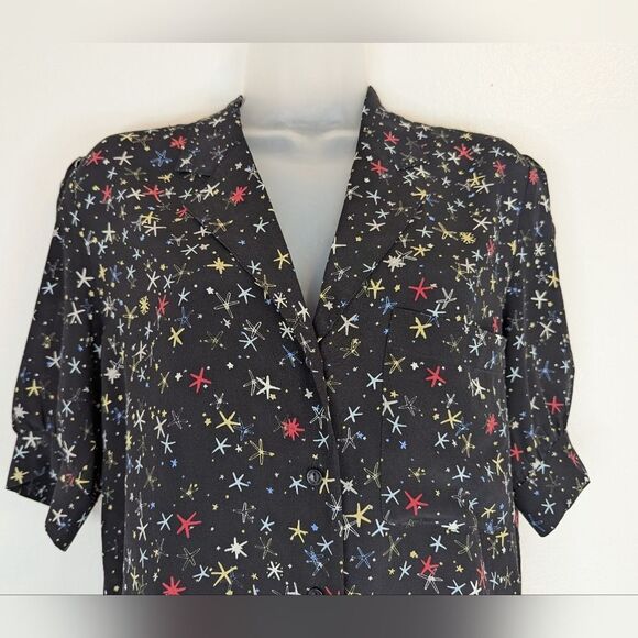 Anine Bing Silk Seastar Preppy Coastal Nautical Whimsigoth Beach Girl Top S - Picture 2 of 10